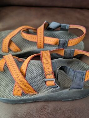 Chaco Orange and Black Men's sandals Size 9